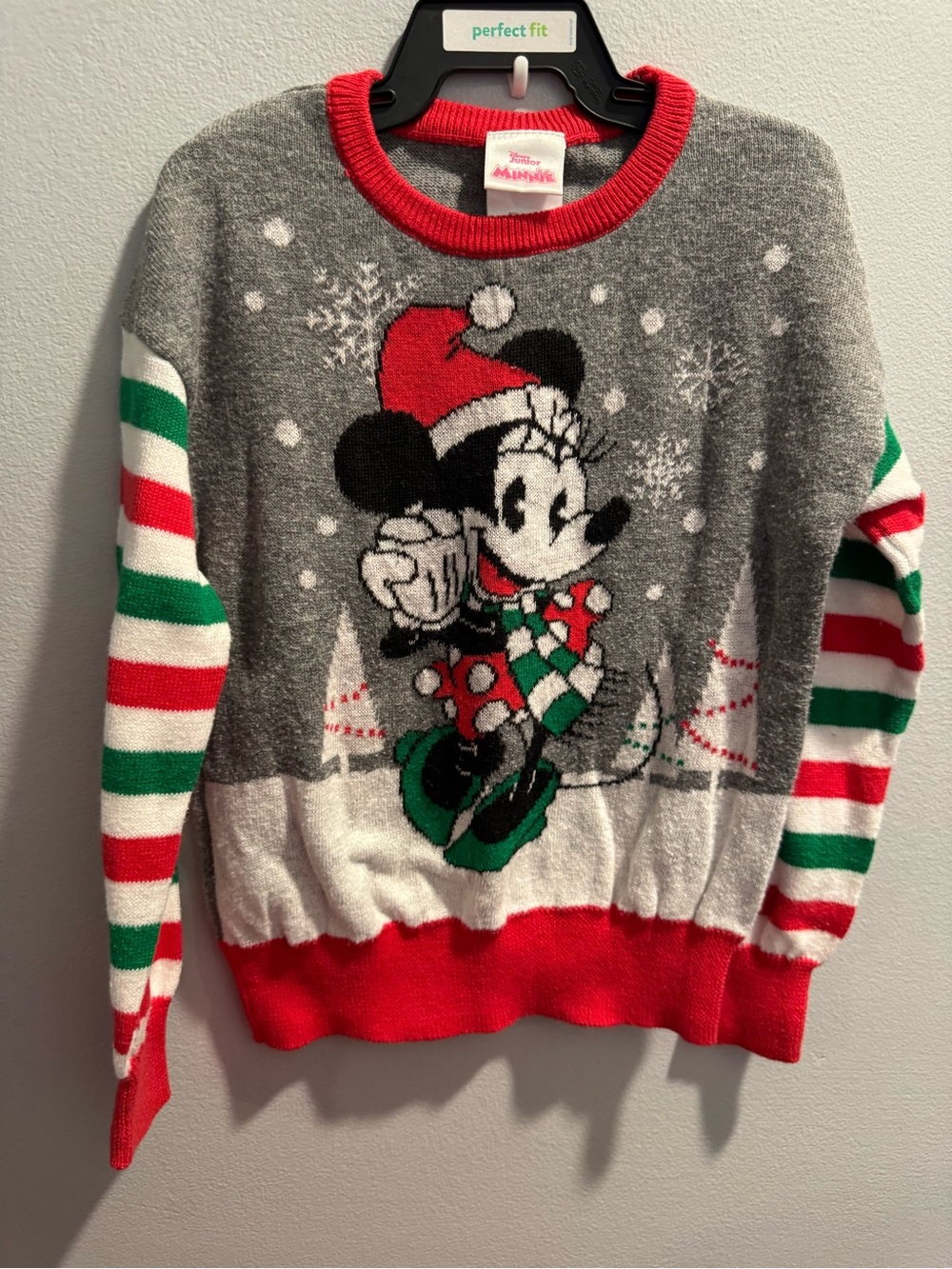 Disney Minnie Mouse Grey & Red Holiday Sweater Sz 3T